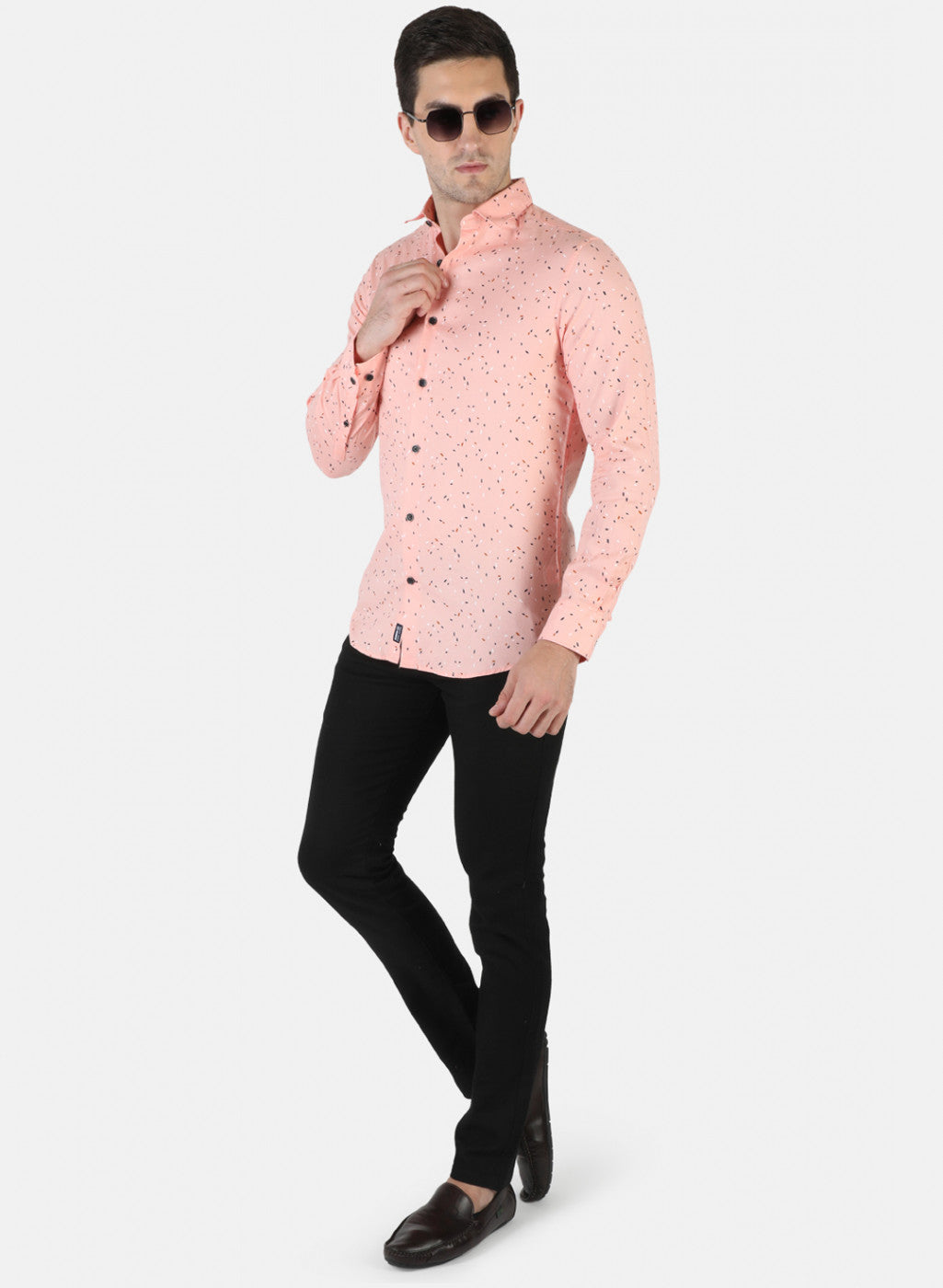 Men Peach Printed Shirt
