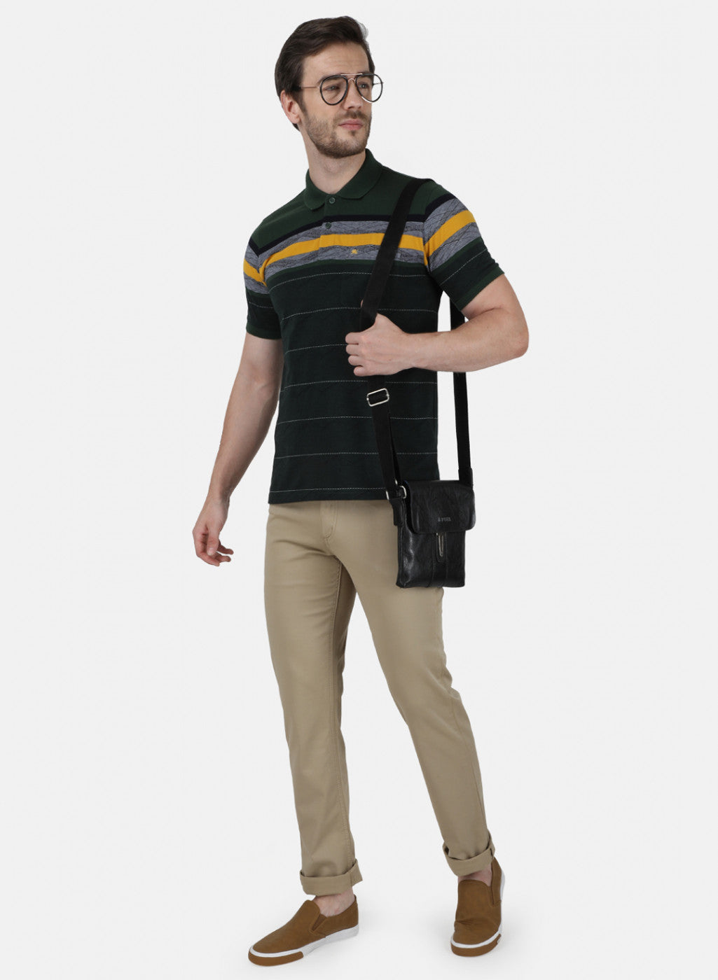 Mens Olive Stripe T-Shirt