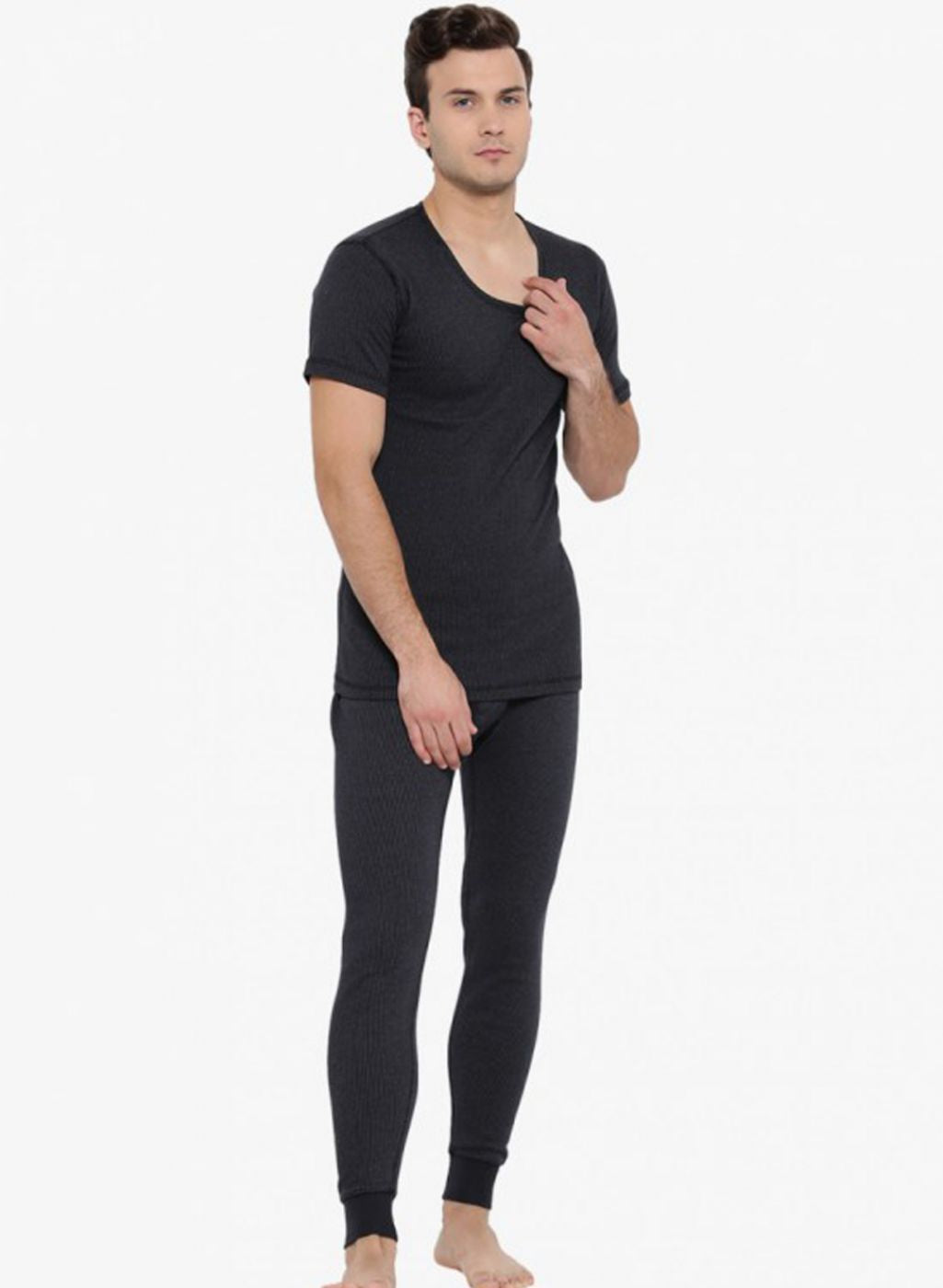 Men Black Solid Thermal Vest