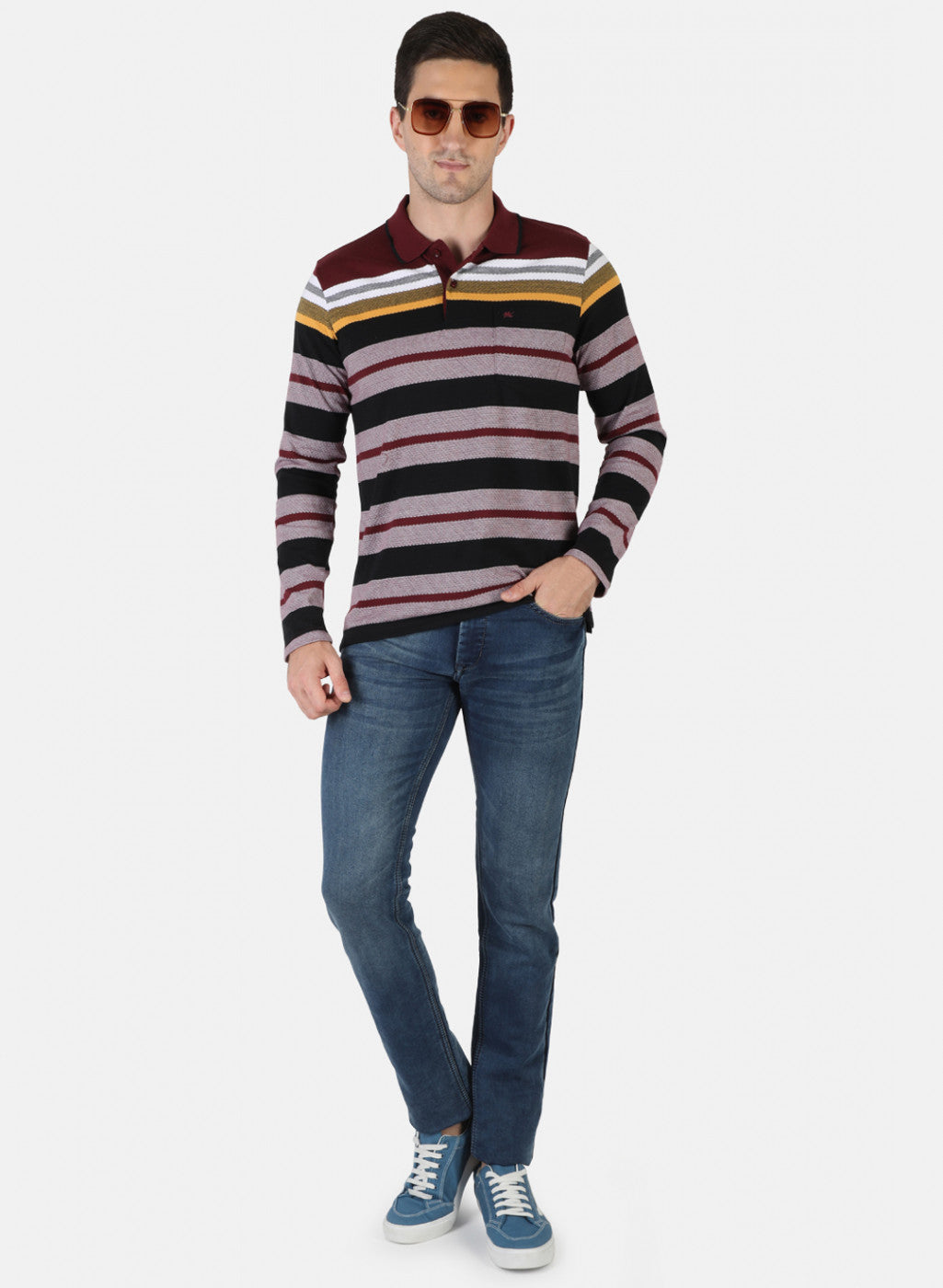 Men Maroon Stripe T-Shirt