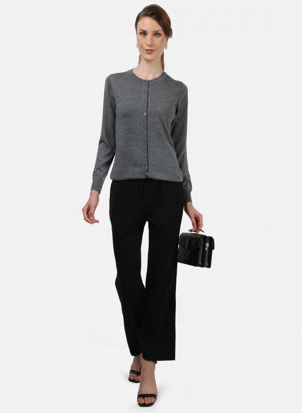 Women Grey Solid Cardigan