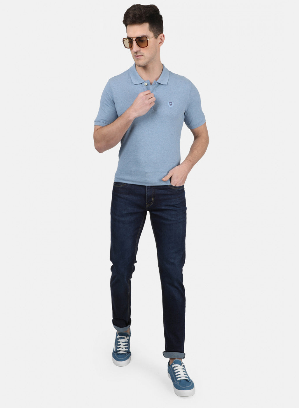 Mens Blue Plain T-Shirt