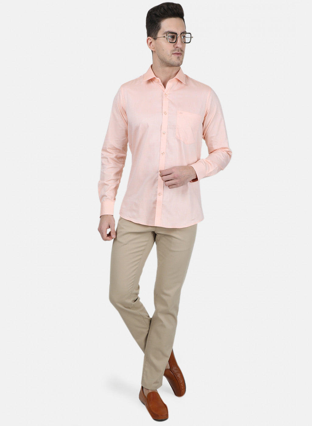 Mens Orange Printed Shirt