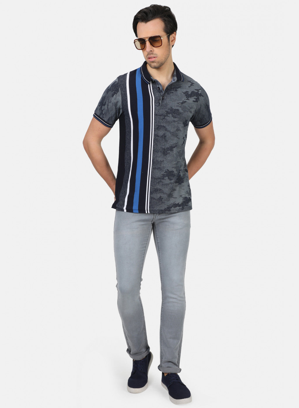 Men NAvy Blue Printed T-Shirts