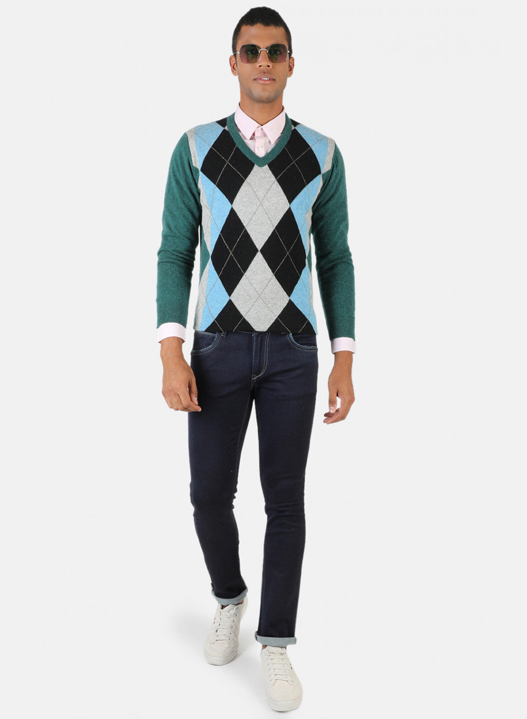 Men Green Solid Pullover