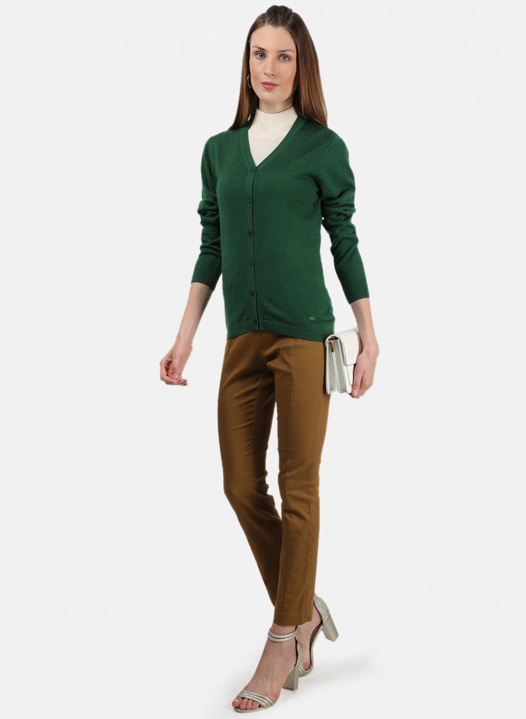 Women Green Solid Cardigan