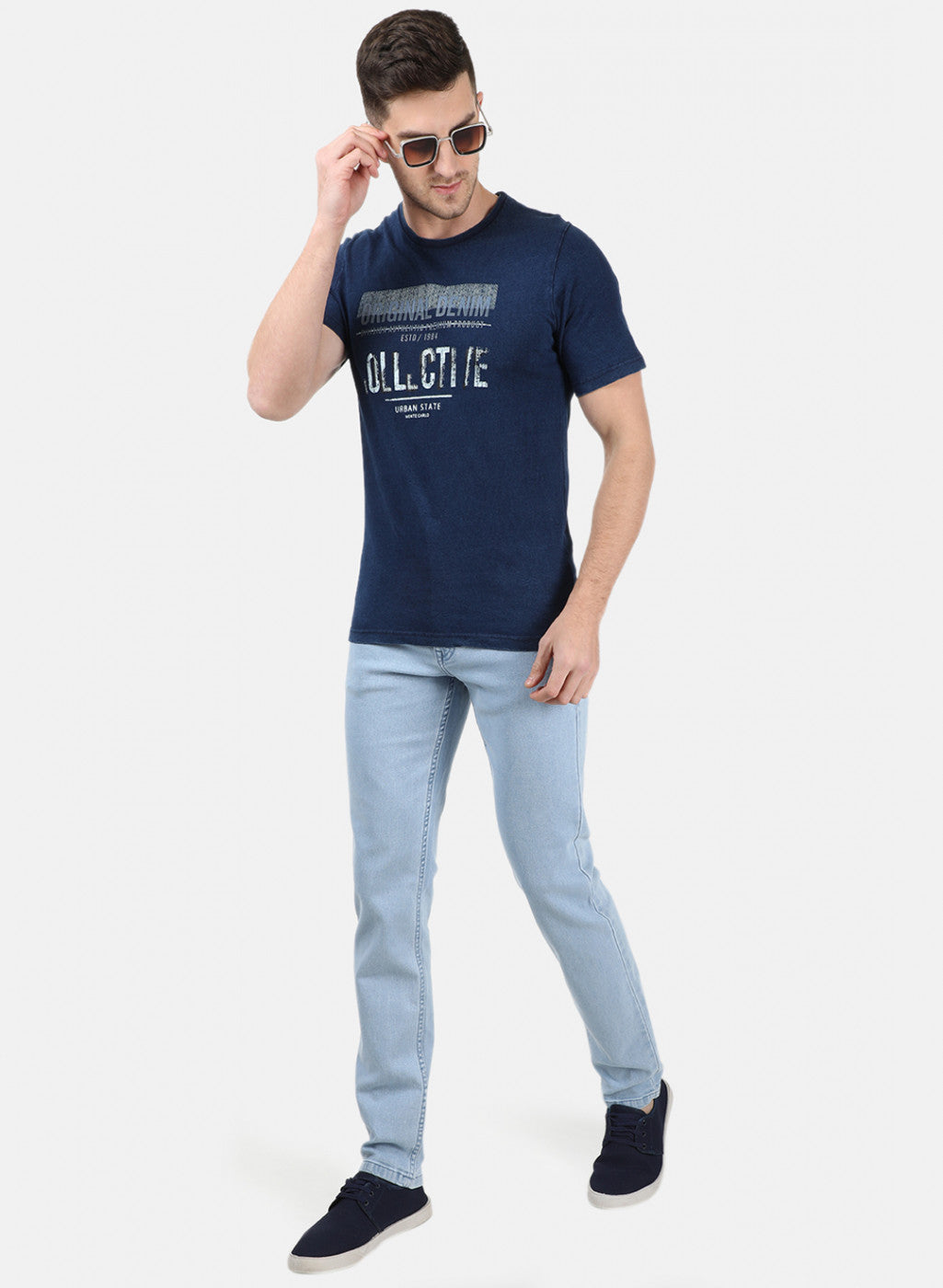 Men Blue Plain Denims