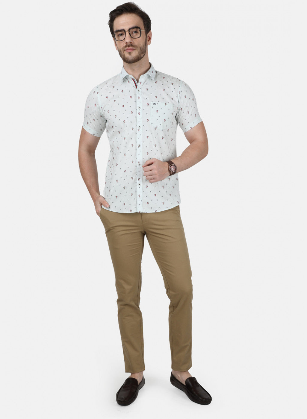 Mens Blue Printed Shirt