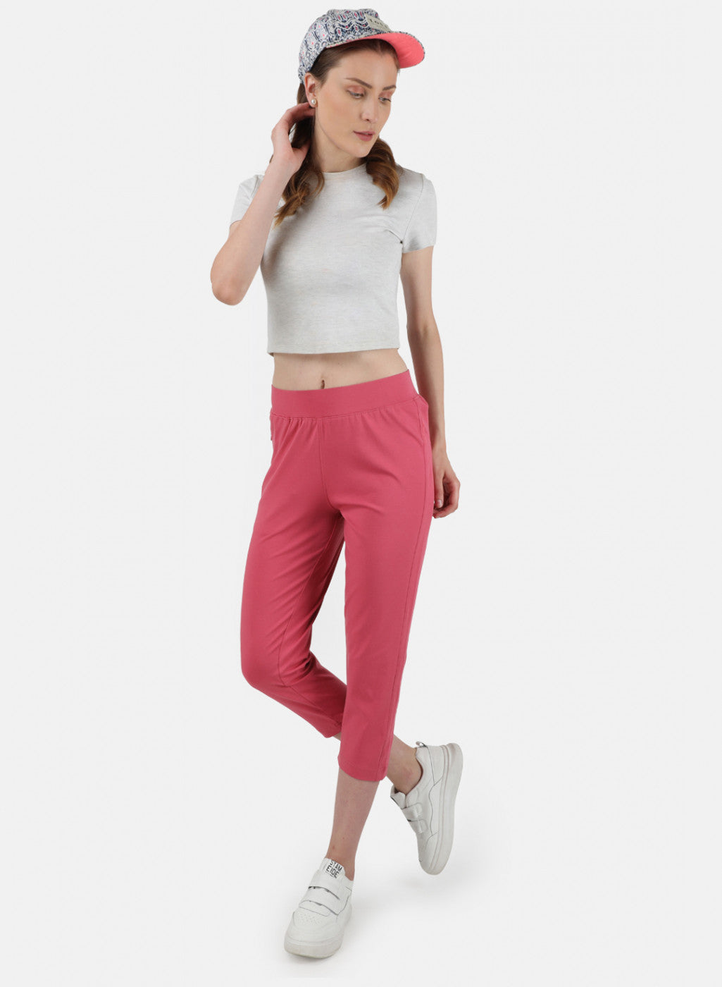Womens Pink Regular Capri