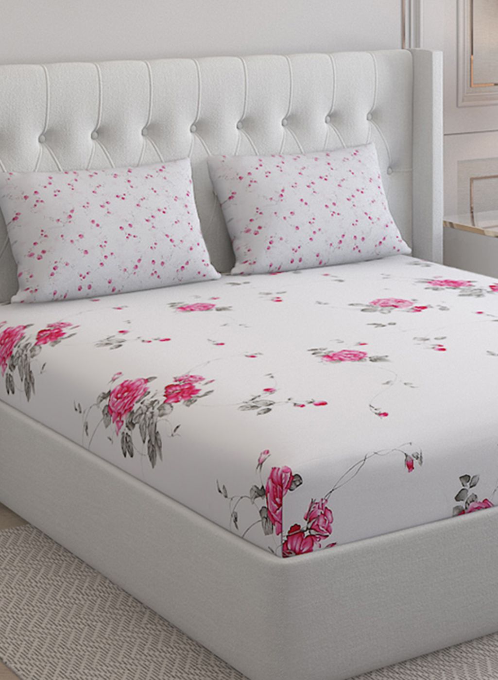 200TC Pure Cotton Queen Bedsheet with 2 Pillow Covers