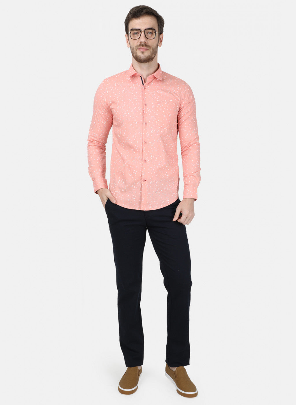 Mens Pink Printed Shirt