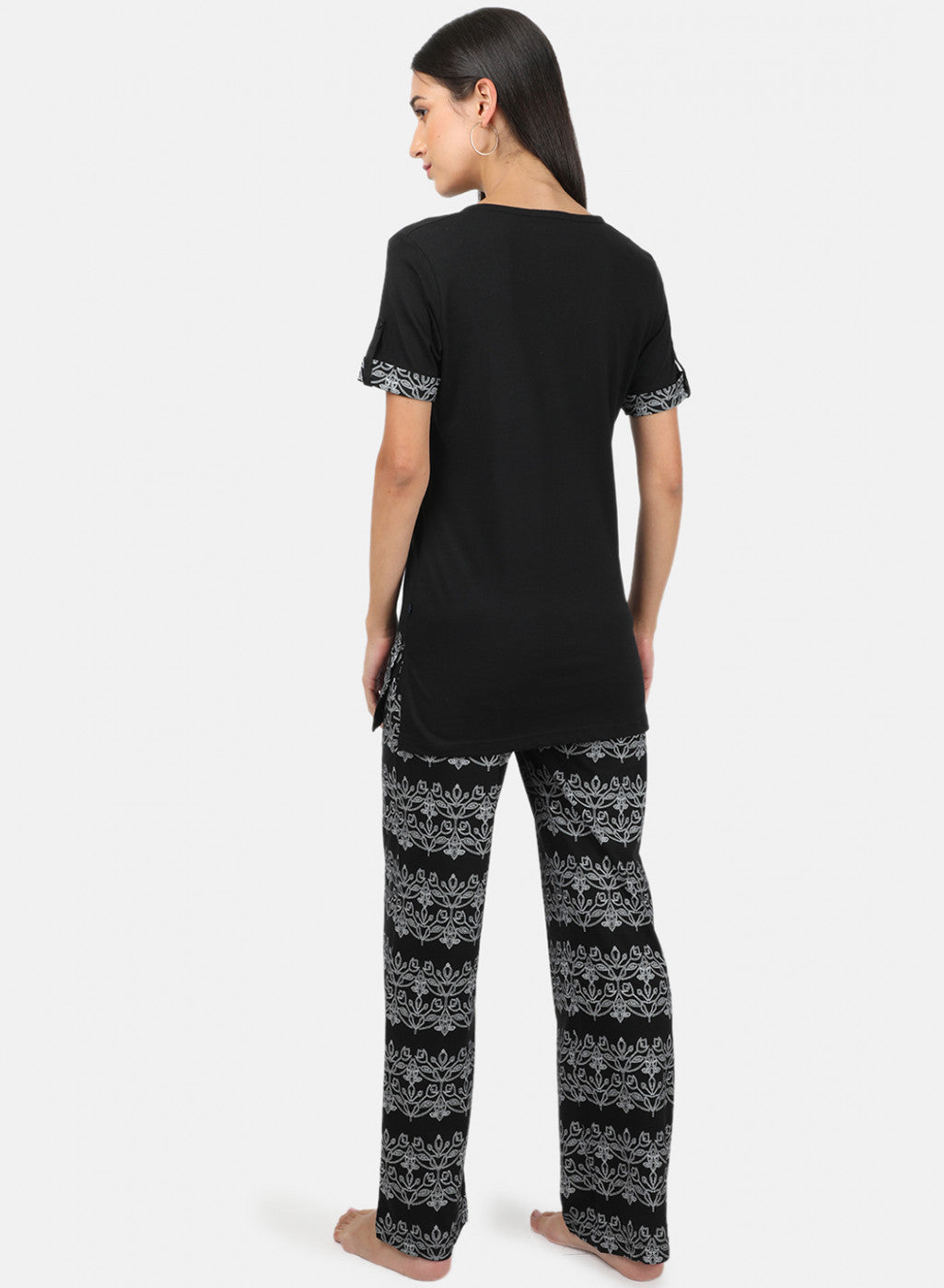 Womens Black Printed Plazoo Set