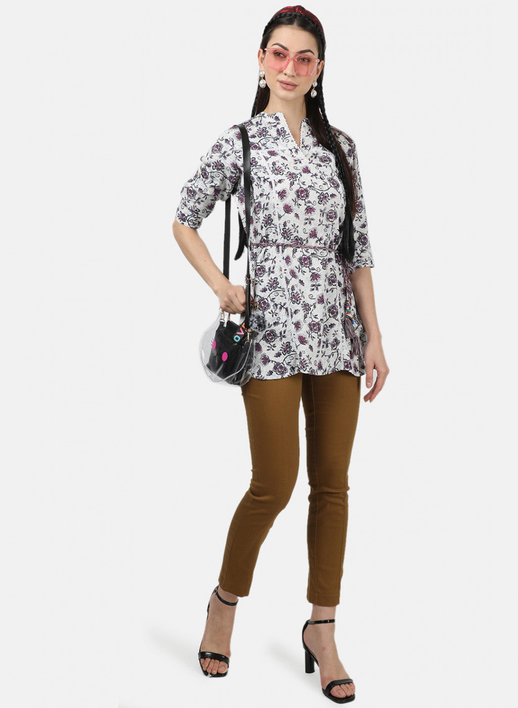 Womens Purple Printed Top