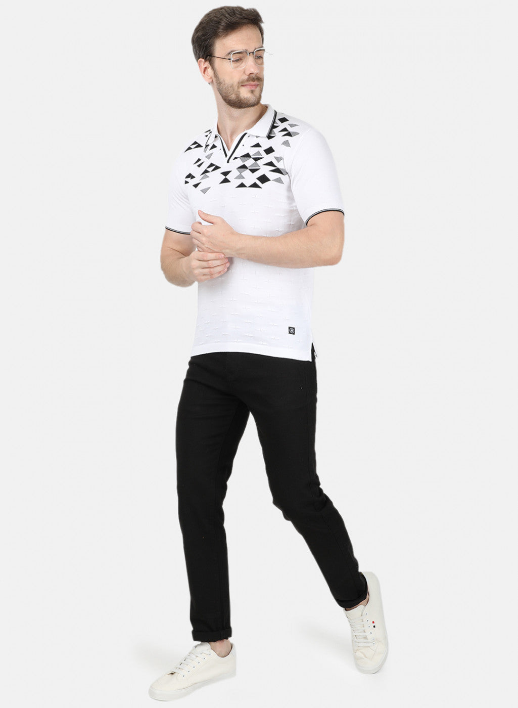 Mens White Printed T-Shirt