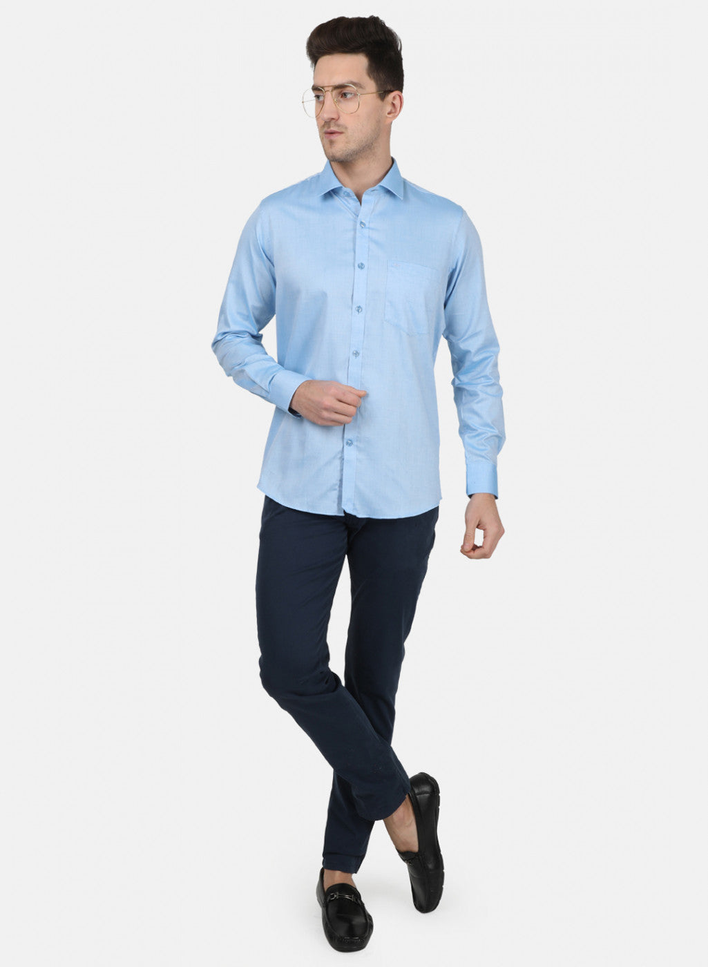 Mens Blue Printed Shirt