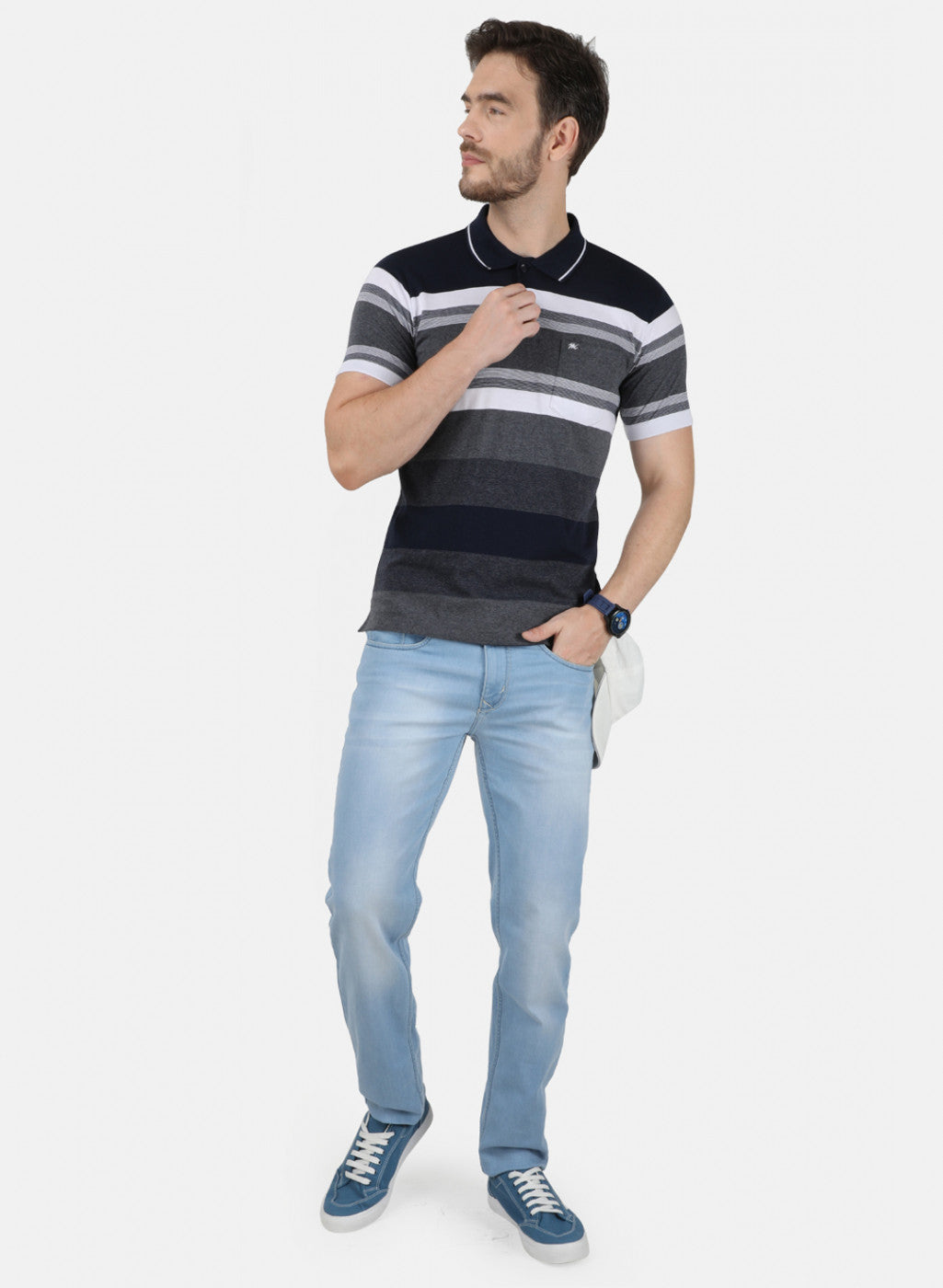 Mens NAvy Blue Stripe T-Shirt