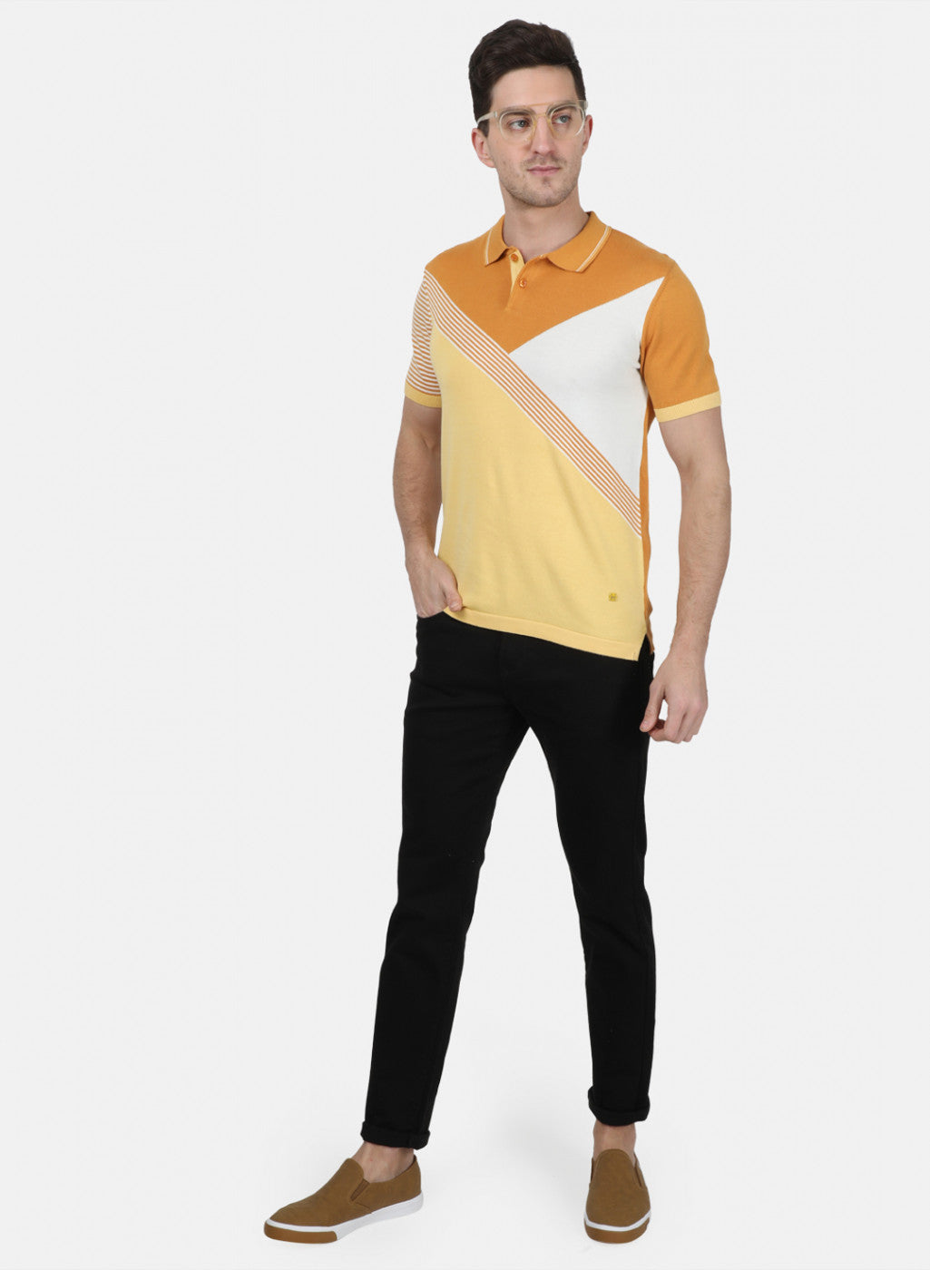 Mens Mustard Plain T-Shirt