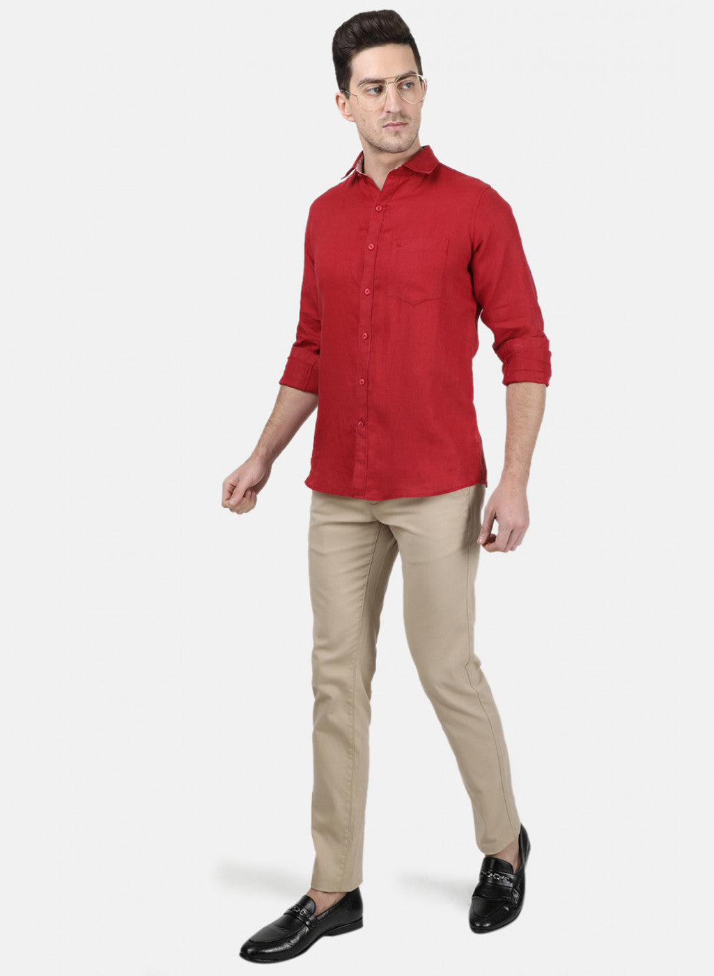 Mens Maroon Solid Shirt