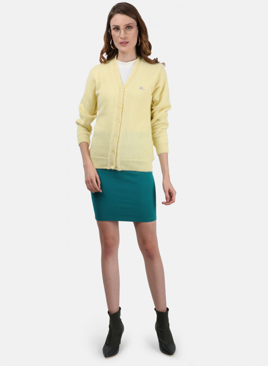 Women Yellow Solid Cardigan