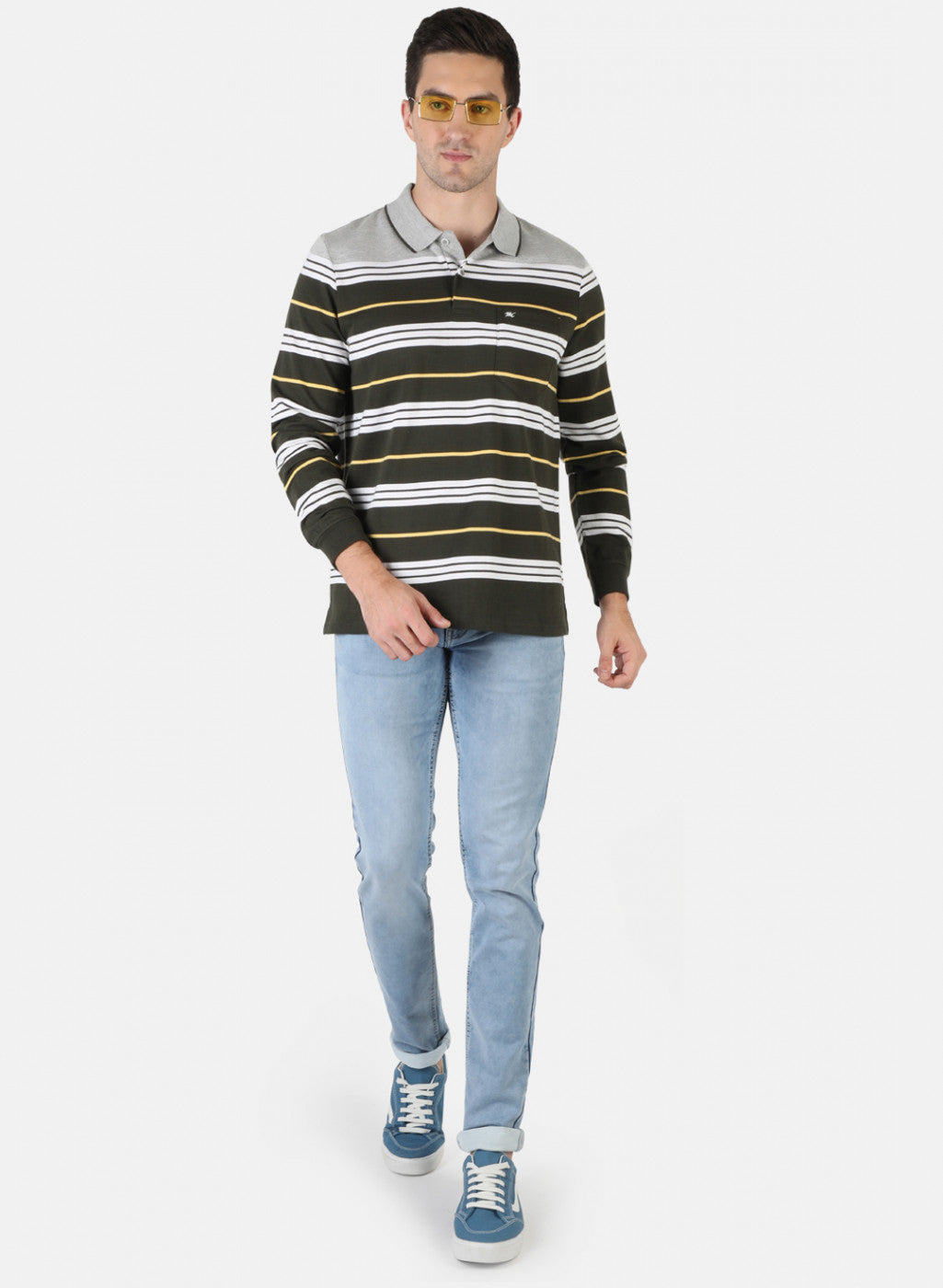 Men Grey Stripe T-Shirt