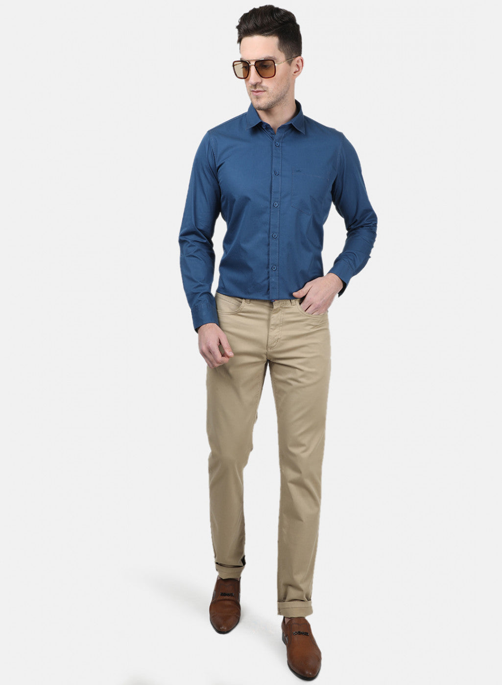 Mens NAvy Blue Solid Shirts