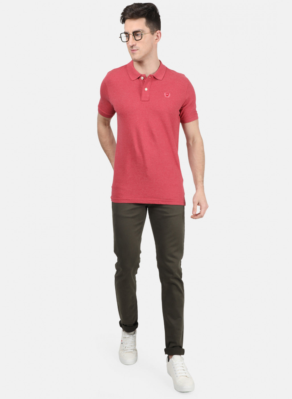 Mens Red Plain T-Shirt