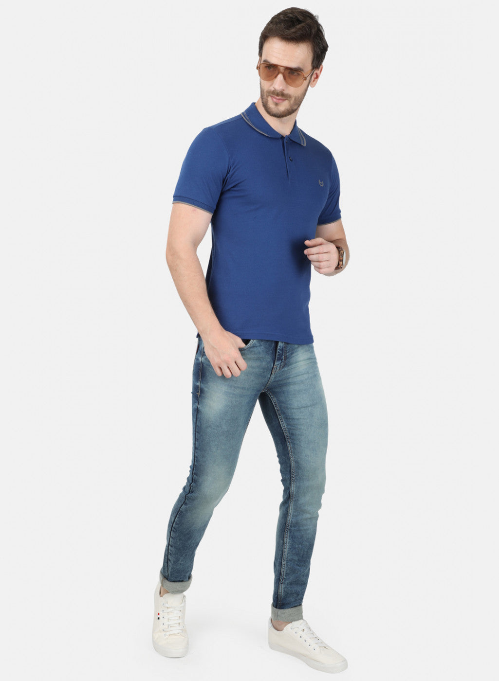 Mens Navy Blue Plain T-Shirt