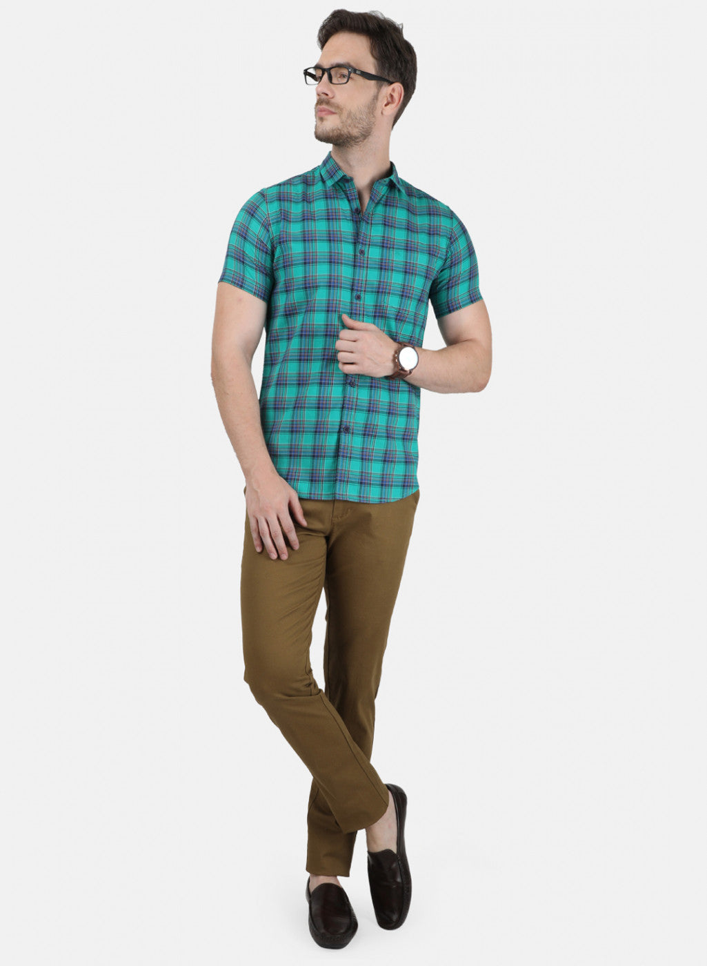 Mens Green Check Shirts