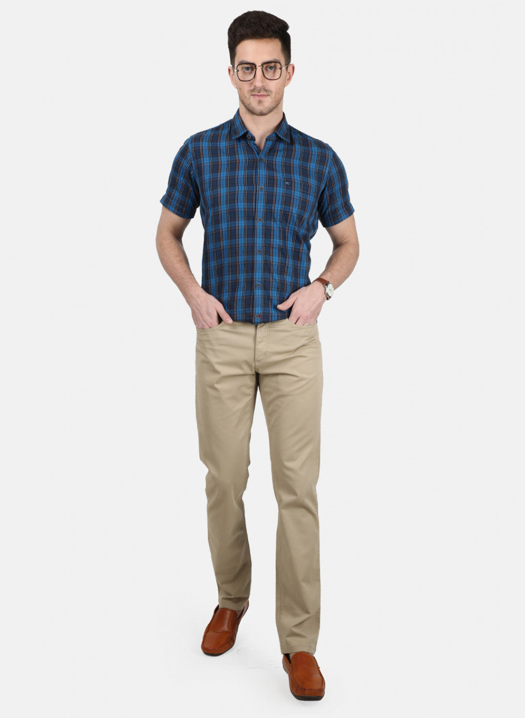 Mens Blue Check Shirt
