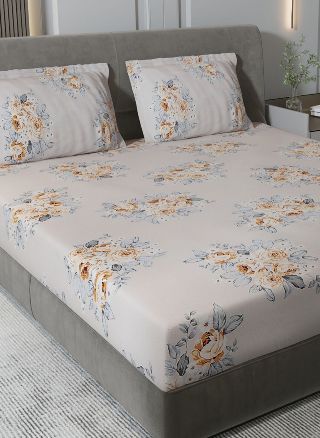 120TC Pure Cotton Queen Bedsheet with 2 Pillow Covers