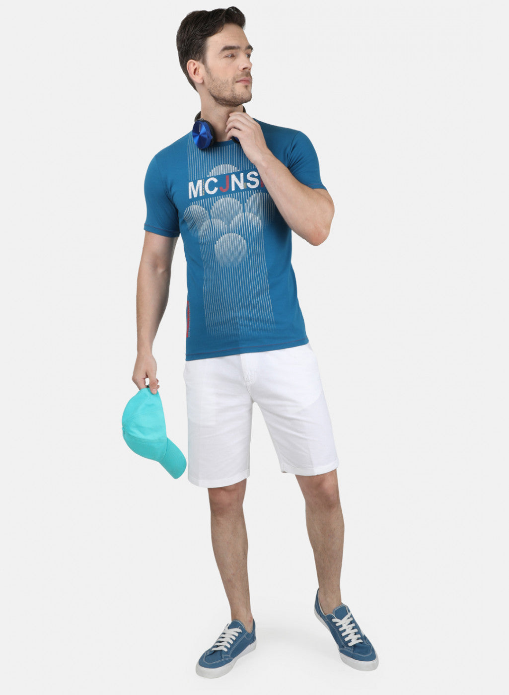 Mens Blue Printed T-Shirt