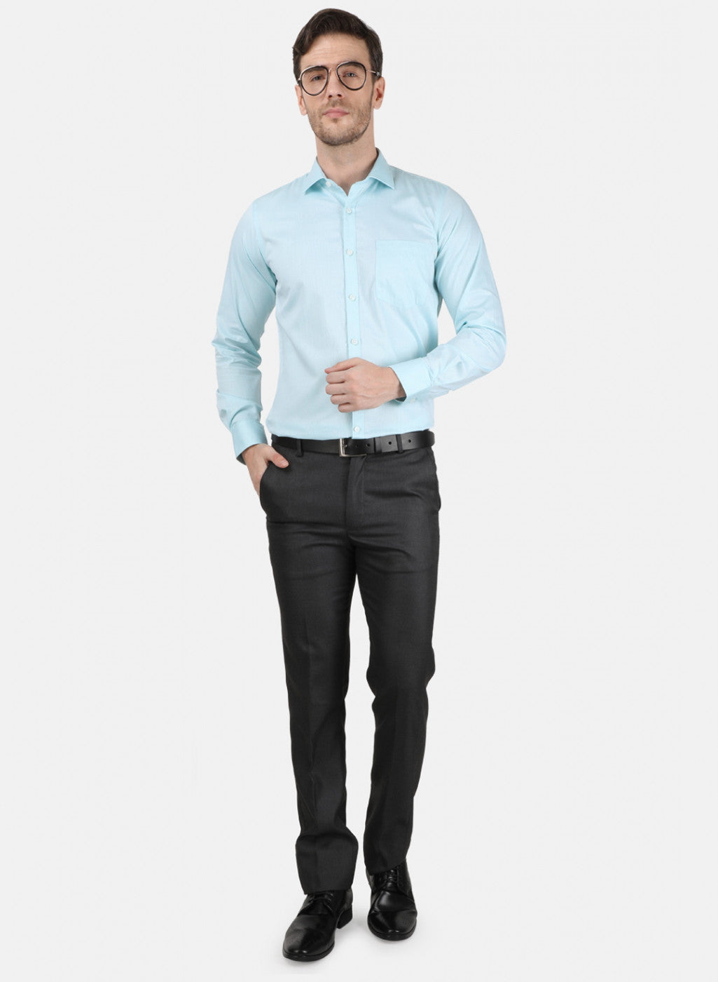 Mens Blue Self Shirt