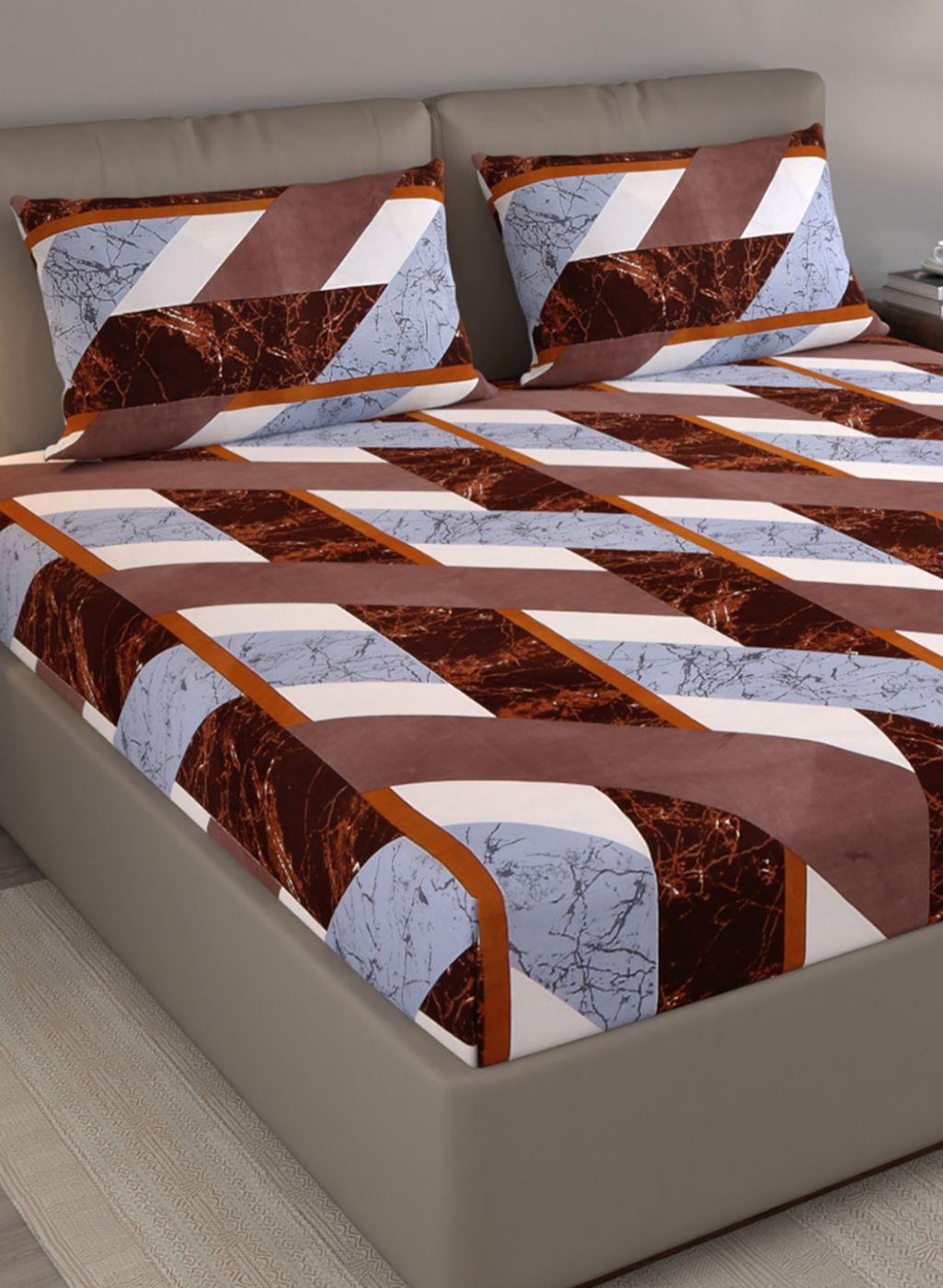 130 GSM Polyester Queen Bedsheet with 2 Pillow Covers