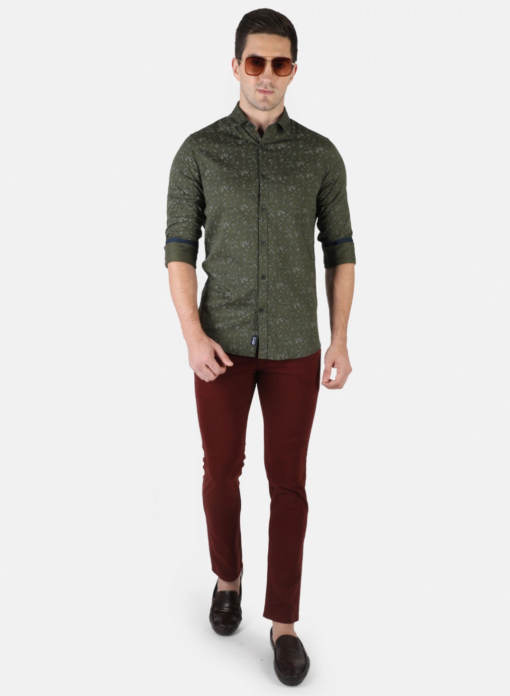 Men Olive Printed Shirt