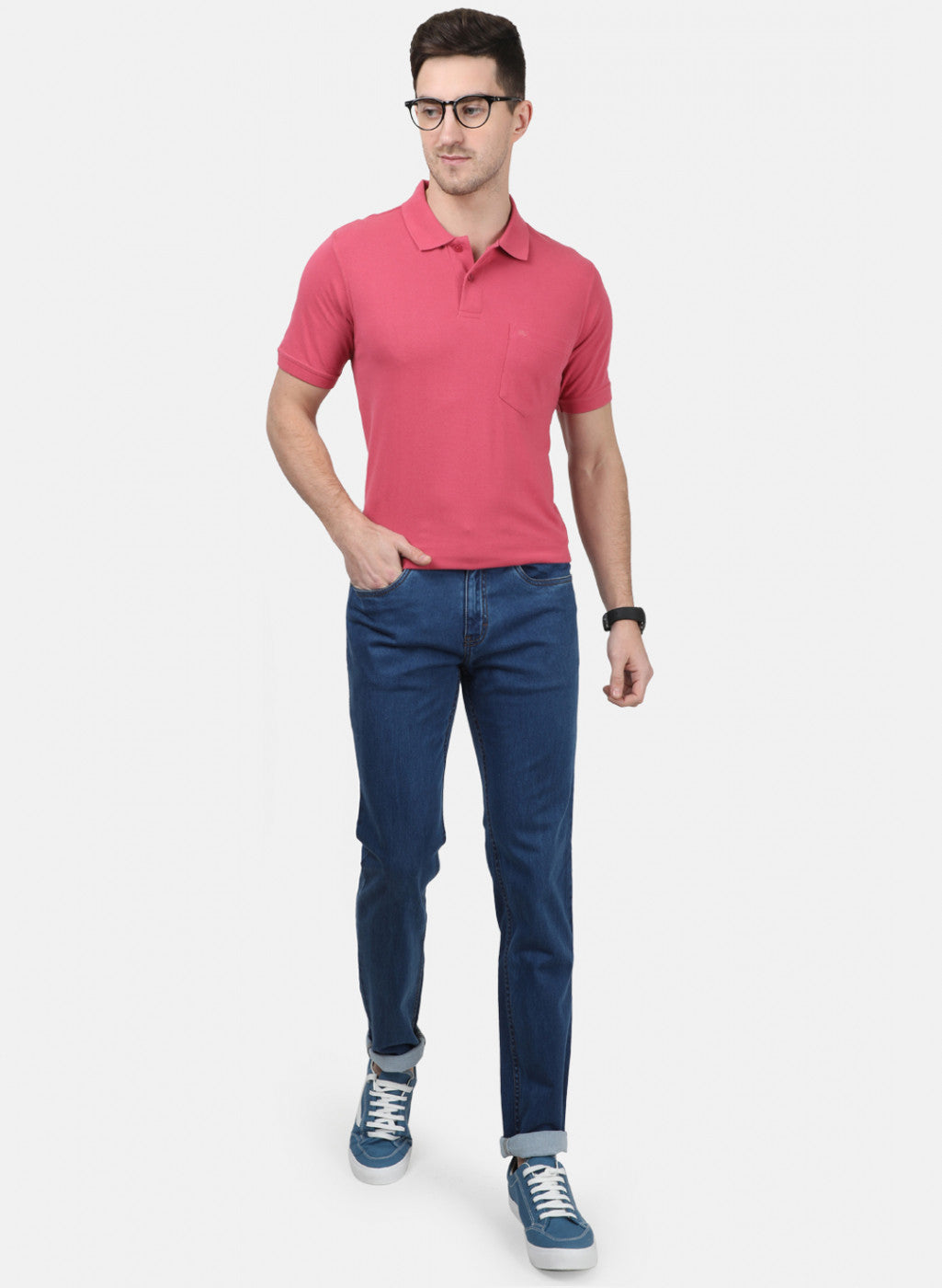 Mens Pink Plain T-Shirts