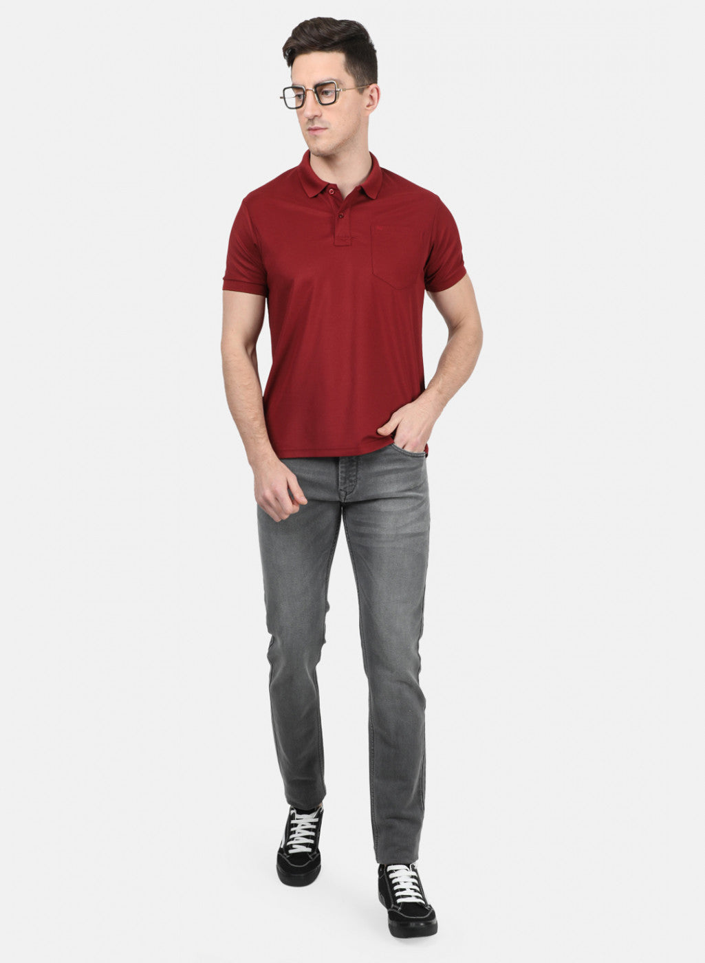 Mens Maroon Plain T-Shirt