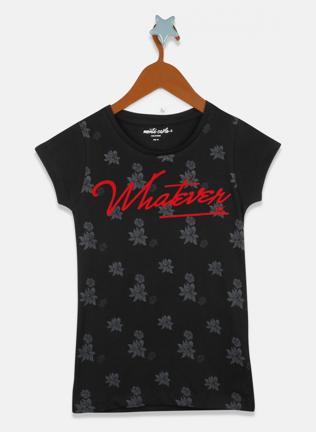 Girls Black & Pink Printed Top 2 Pc