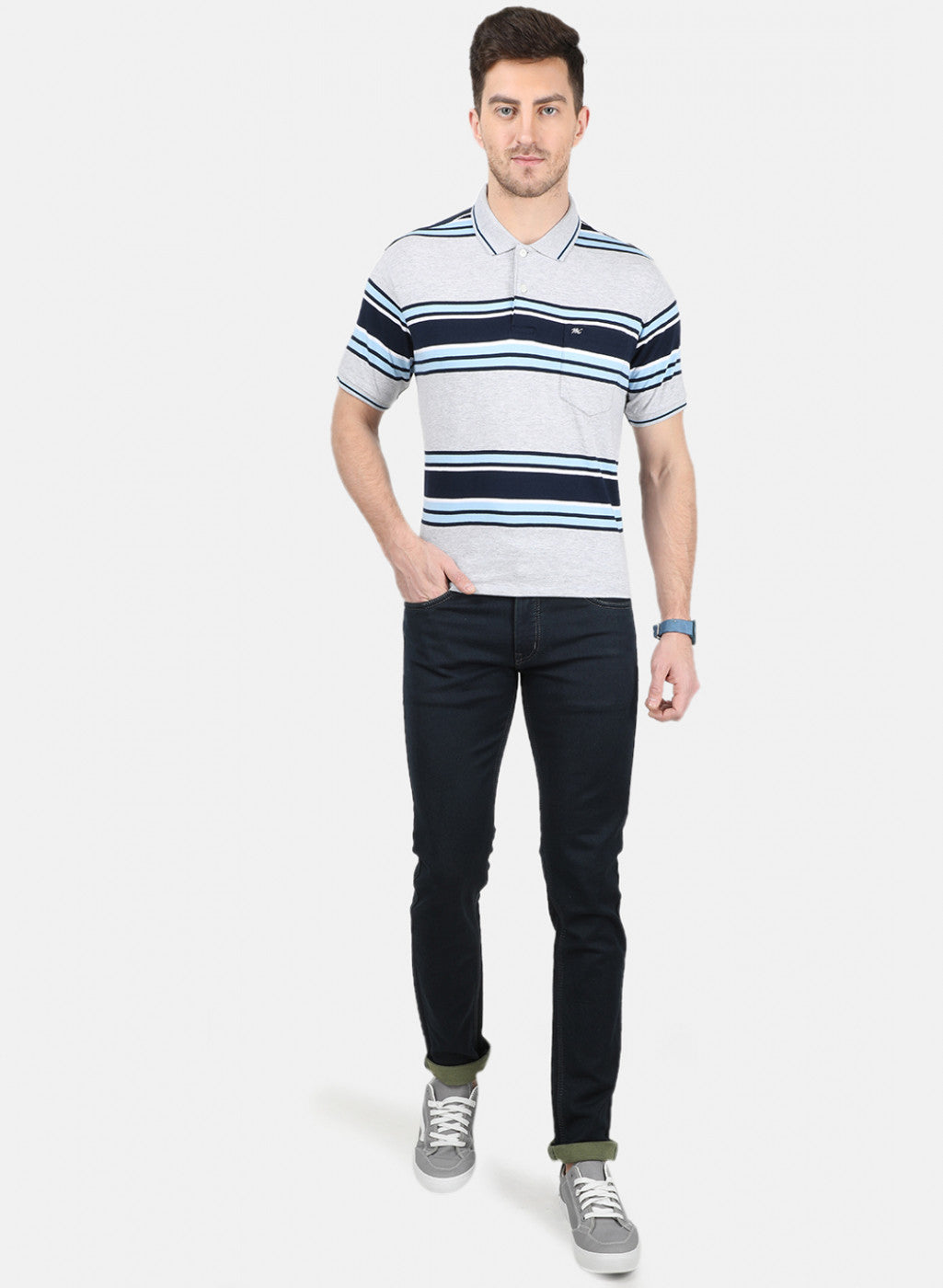 Mens Grey Stripe T-Shirt