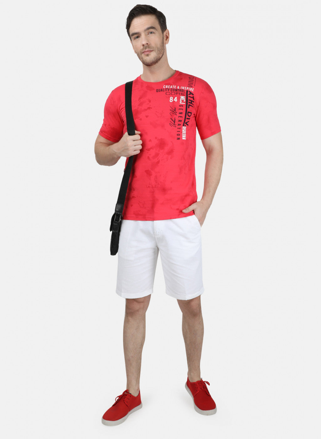 Mens Pink Printed T-Shirt