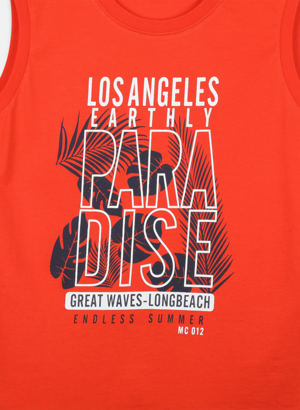 Boys Orange & Navy Printed T-Shirt