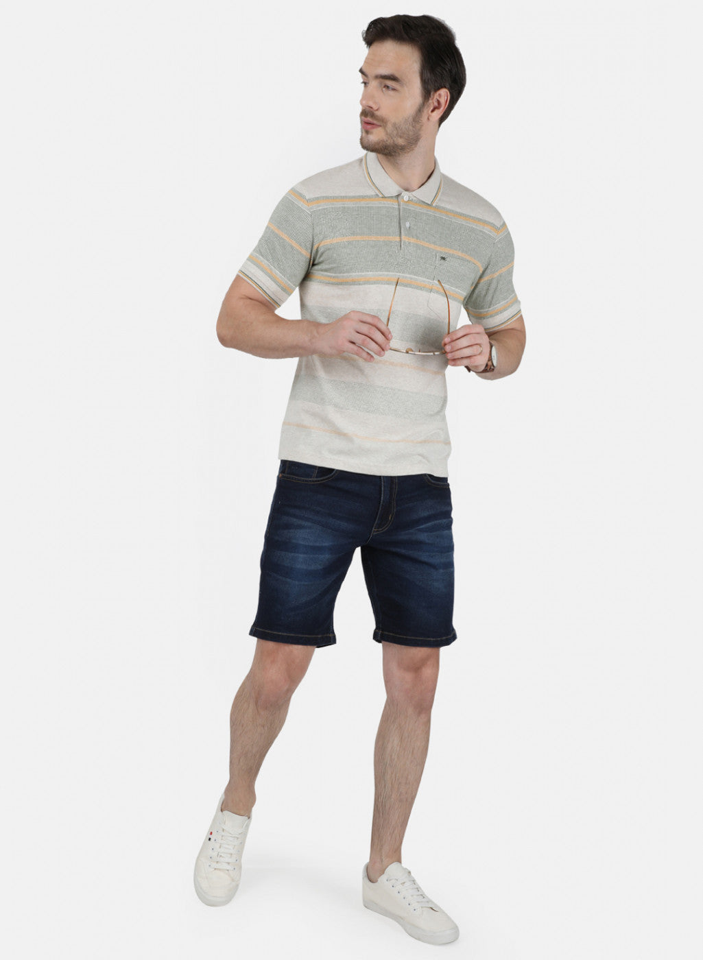 Mens Beige Stripe T-Shirt