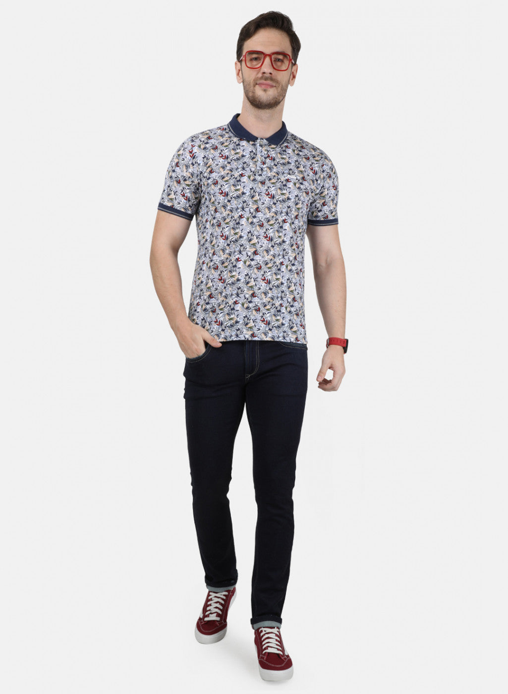 Mens Multi Color Printed Collar T-Shirts