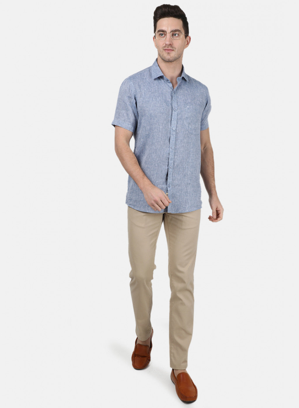 Mens Blue Solid Shirt