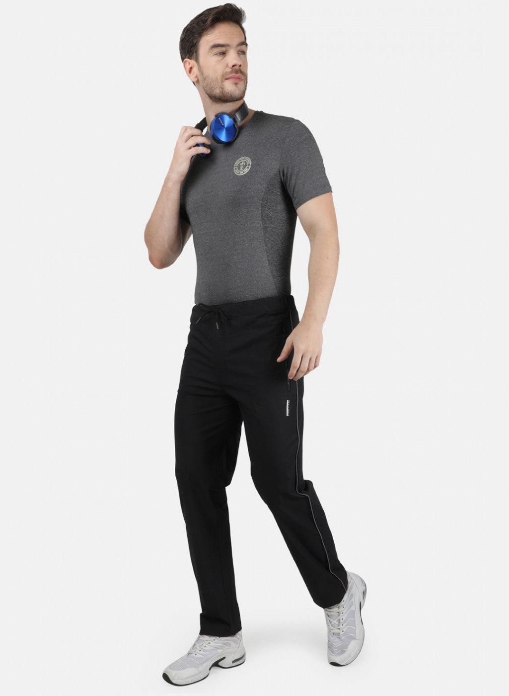 Mens Black Printed Lowers