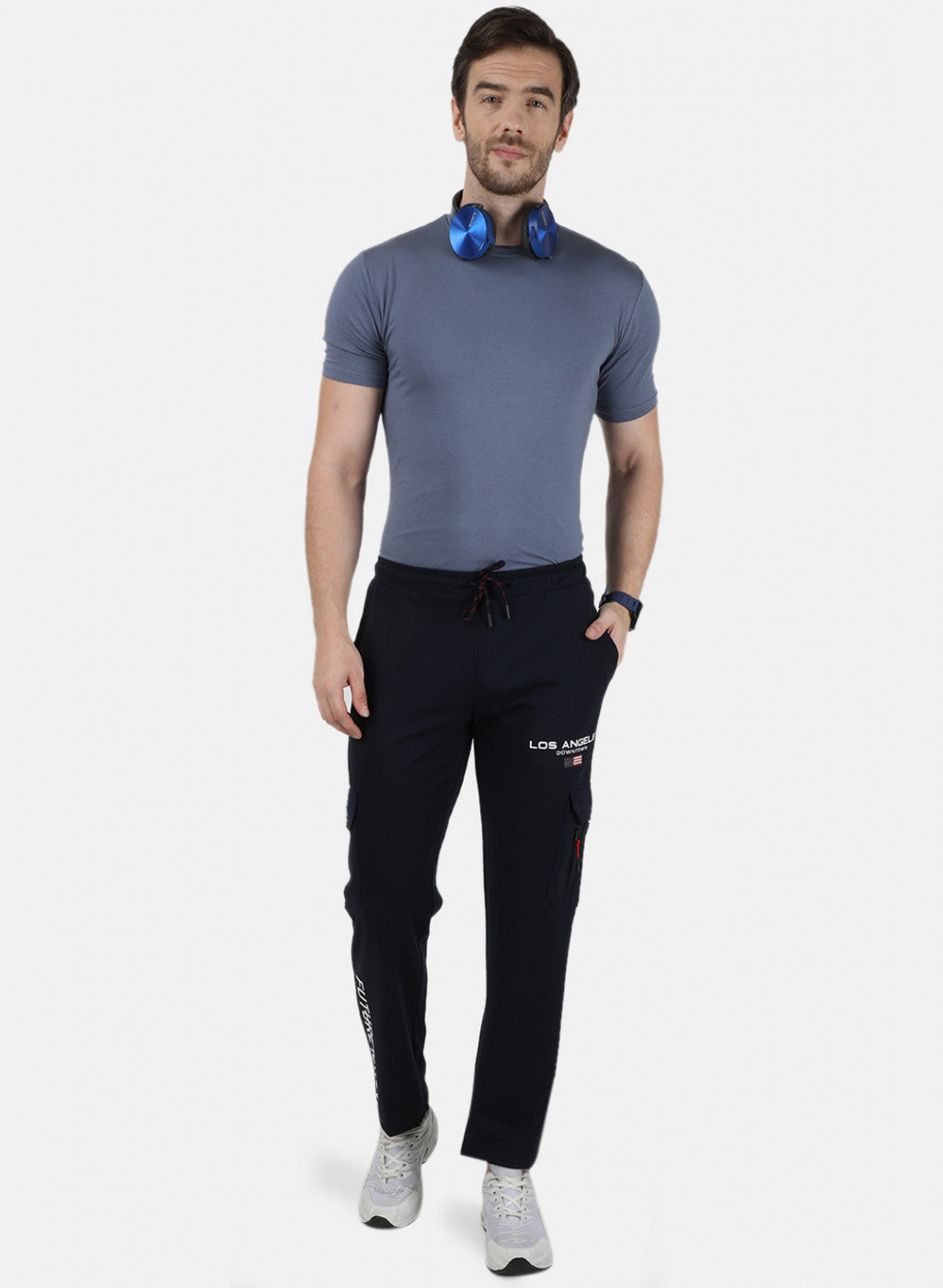 Mens Navy Blue Printed Lower