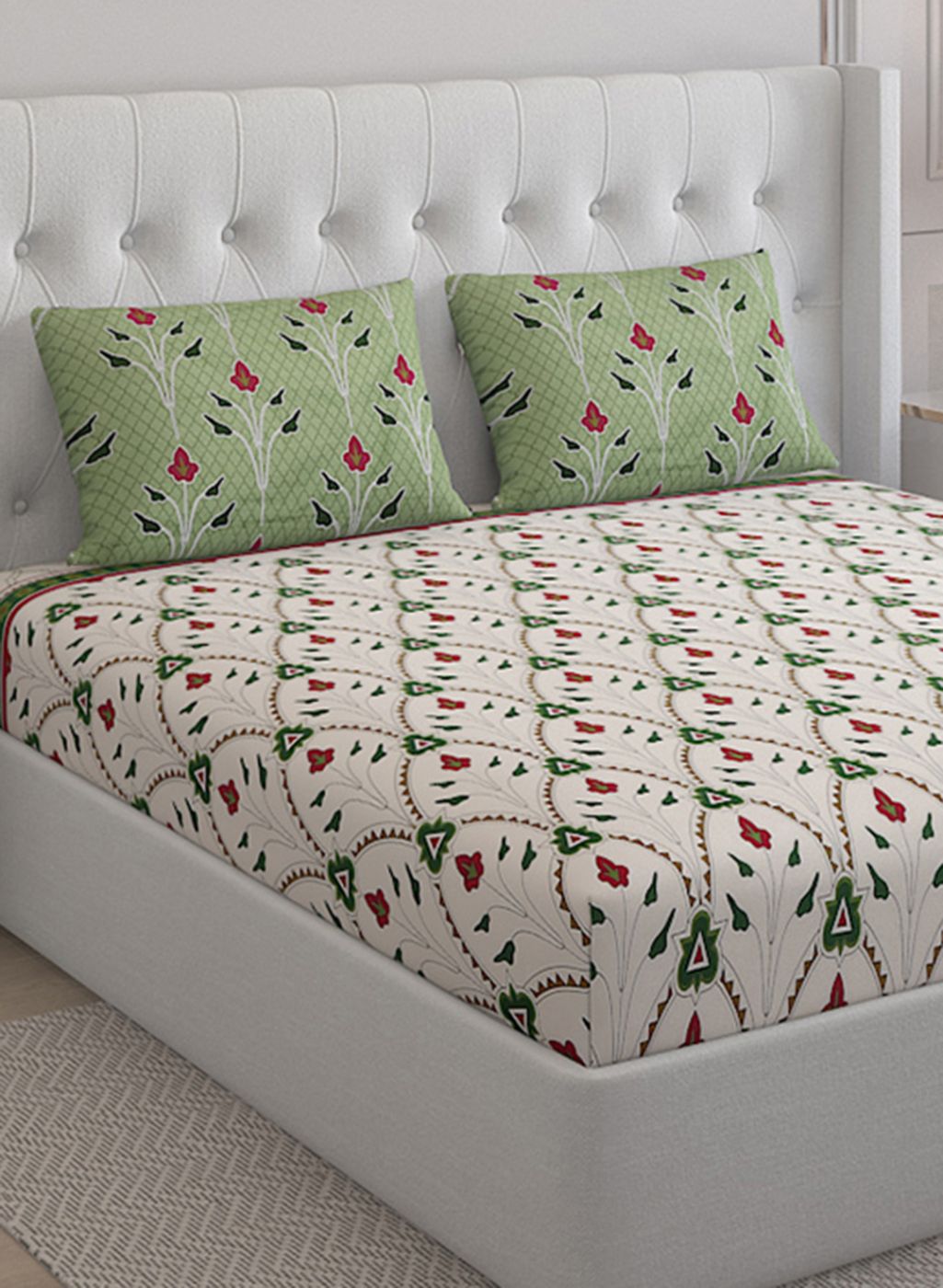 144TC Pure Cotton King Bedsheet with 2 Pillow Covers