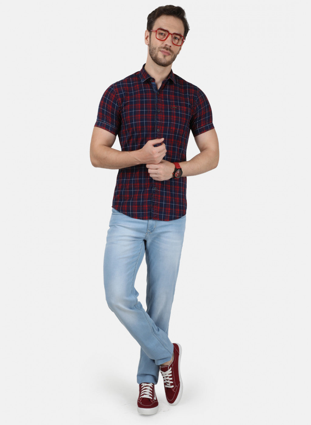 Mens NAvy Check Shirt