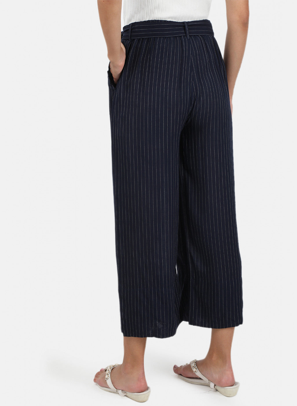 Womens Navy Blue Stripe Palazzo