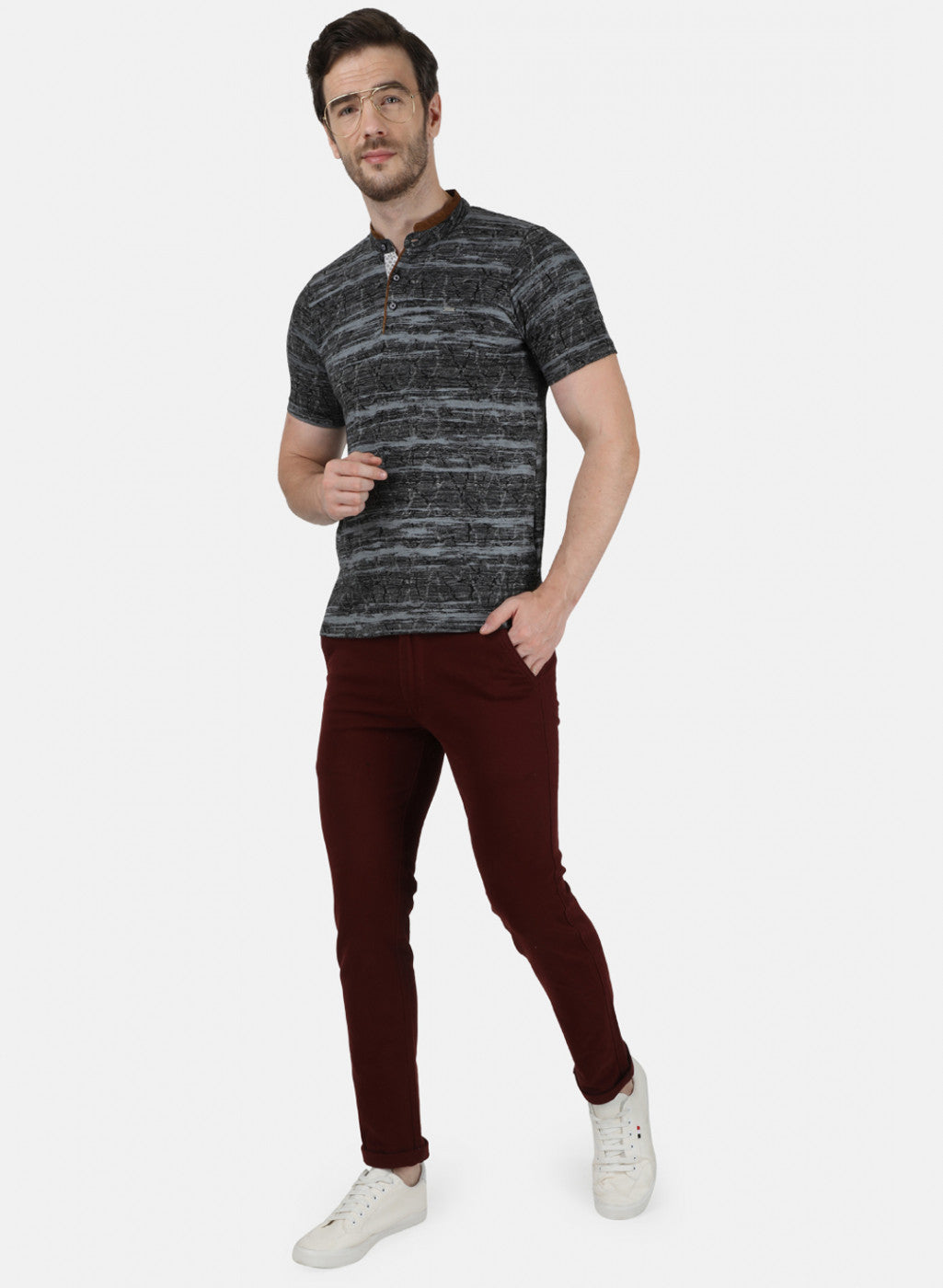 Mens Black Self T-Shirt