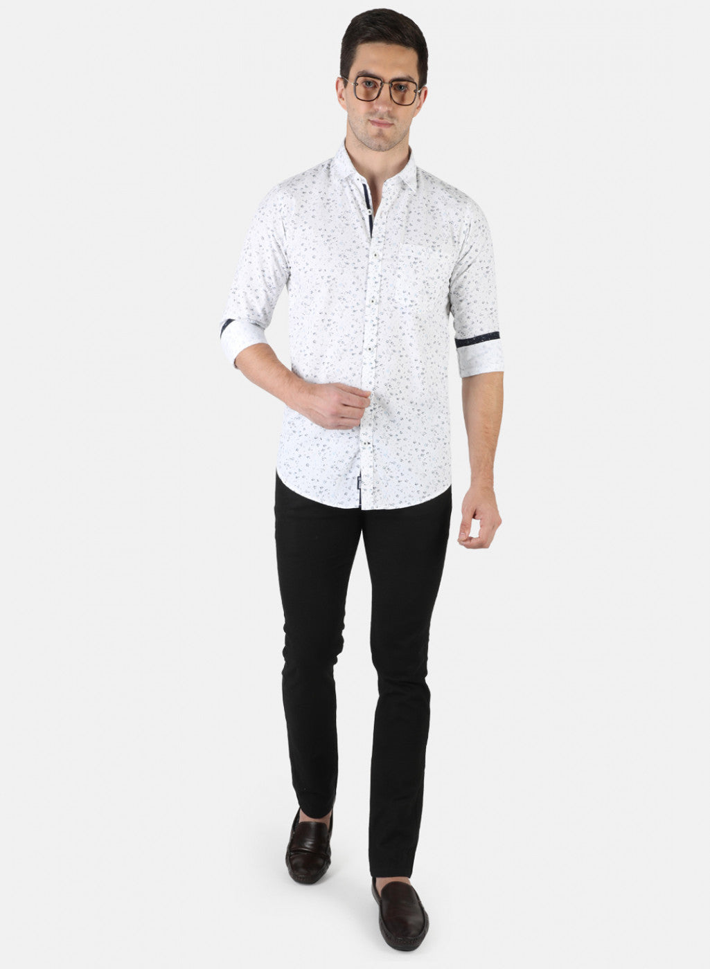Men White Printed Shirt
